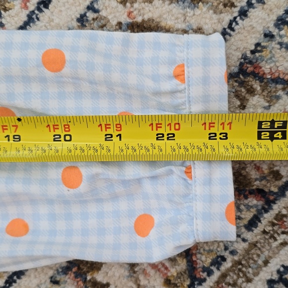 LANDS END BRAND WOMEN'S LONG SLEEVE BLUE & WHITE CHECKERED & DOTS TOP SIZE LARGE - Picture 14 of 14